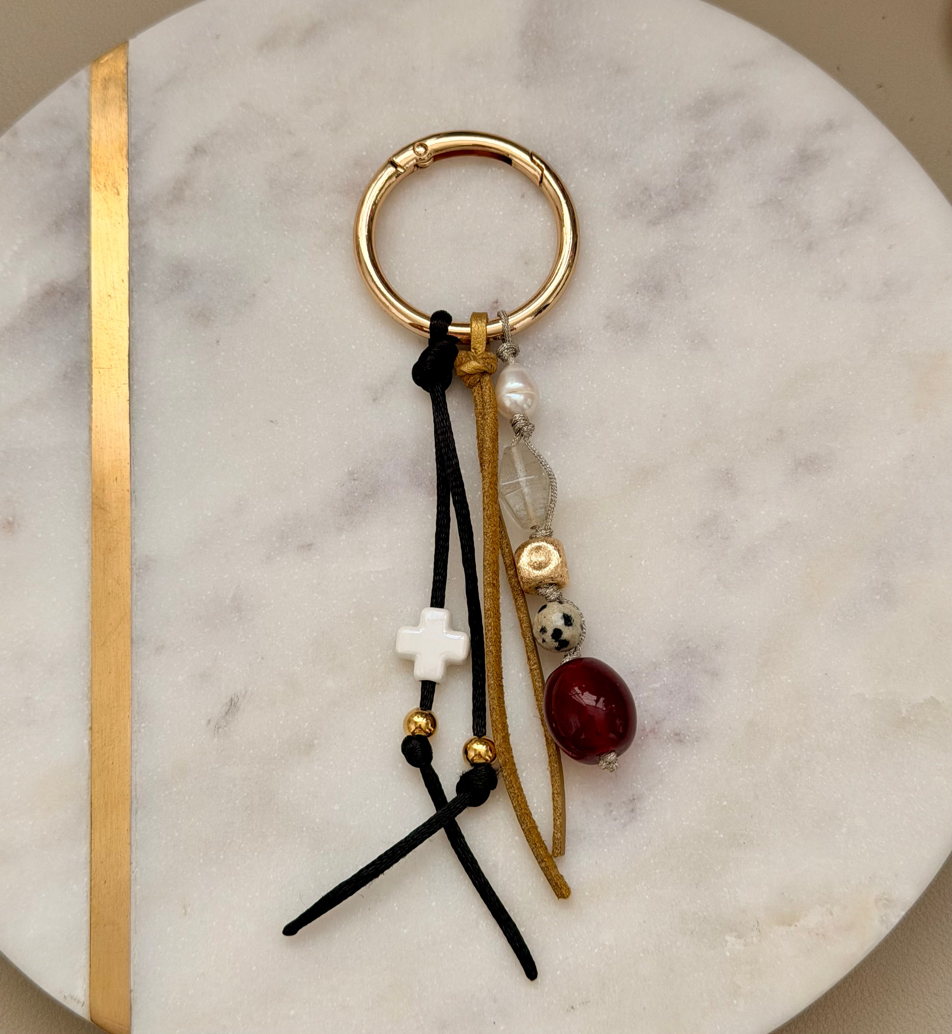 White Cross Bag Charm