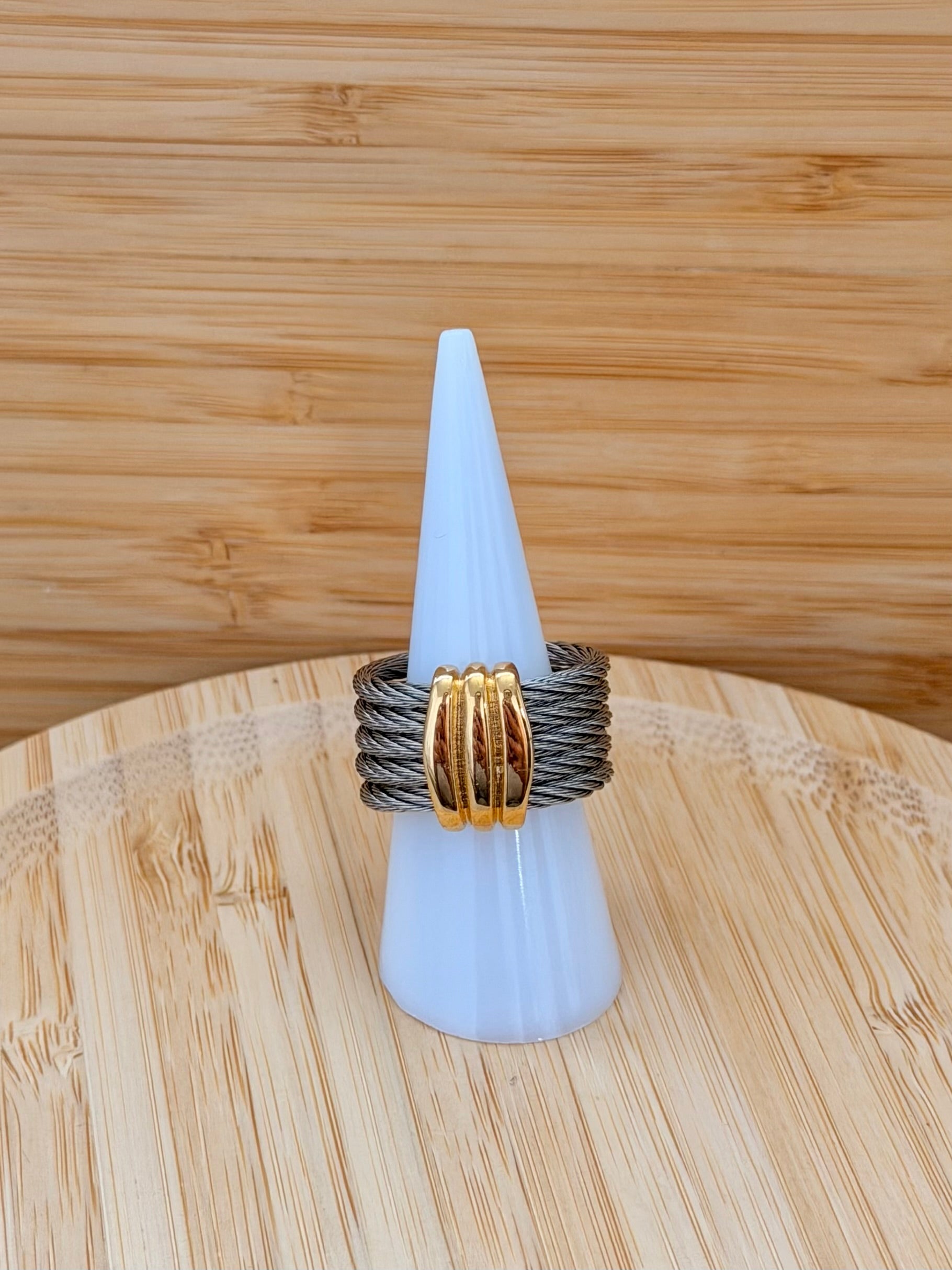 Chunky Doble Tono Ring